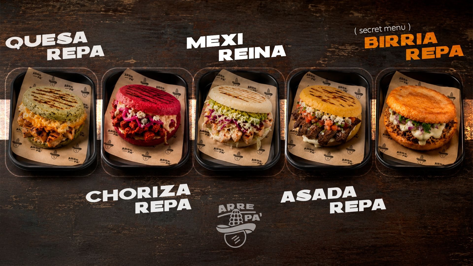 Quesarepa, Mexi Reina, Birriarepa, Chorizarepa y Asadarepa